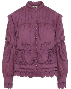 FARM Rio Overhemden ,Roze ,Katoen Richelieu Blouse - Paars
