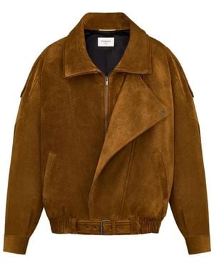 Saint Laurent Jassen ,Bruin ,Suède Suède Jas Met Riem