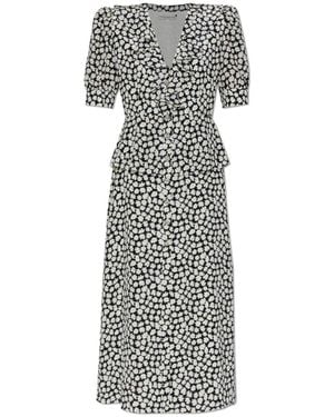 Alessandra Rich Seidenkleid Mit Blumenmuster - Grau