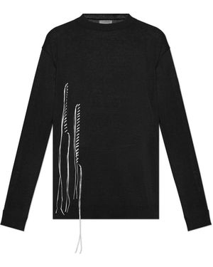 Yohji Yamamoto Pullover Mit Fransen - Schwarz