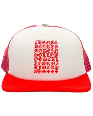 Chrome Hearts Eyechart Trucker Hat - Rood