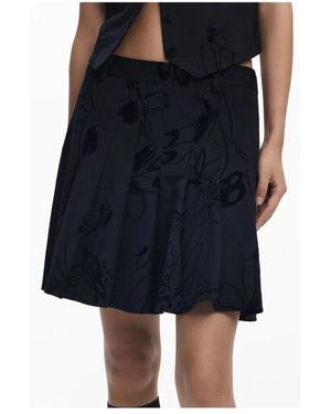 Desigual Rokken ,Zwart ,Zwarte Rok Flock Design - Blauw