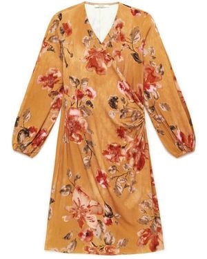 Maliparmi Kleedjes ,Veelkleurig ,Leer Frosted Blossom Jurk - Oranje