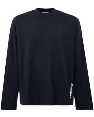 Jil Sander Baumwoll-Rundhals-T-Shirt - Blau