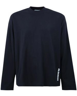 Jil Sander Tops ,Blauw ,Katoen Katoenen T-Shirt Met Ronde Hals