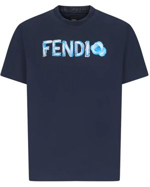 Fendi Tops ,Blauw ,Katoen Flow T-Shirt