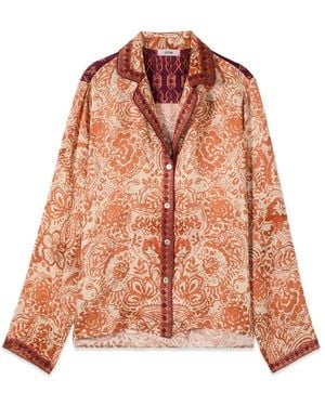 Oltre Overhemden ,Oranje ,Satijn Viscose Satijnen Blouse Met Print - Roze