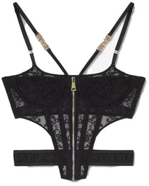 Versace Jeans Couture Tops ,Zwart ,Polyester Bustier Top
