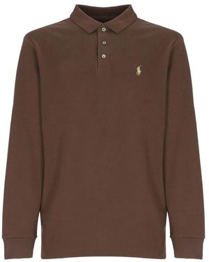 Ralph Lauren Tops ,Bruin ,Katoen Lange Mouw Polo