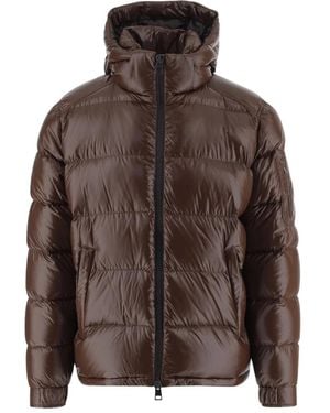 Herno Jassen ,Bruin ,Nylon Polar Tech Down Jacket Met Capuchon