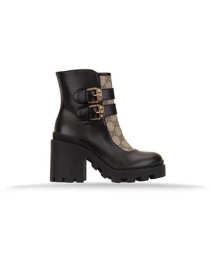 Gucci Schoenen ,Veelkleurig ,Leer Heeled Boots - Zwart