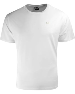 EA7 Tops ,Wit ,Katoen Core Lady Stretch Katoenen T-Shirt Met Ronde Hals