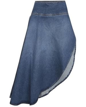 Alaïa Blauwe Asymmetrische Midi Rok