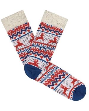 Cabaïa Ondergoed ,Veelkleurig ,Wol Harige Sokken Pantoffels - Blauw