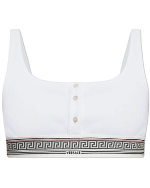 Versace Ondergoed ,Wit ,Katoen Geribbelde Bralette Van Katoenjersey