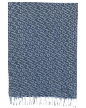 Liu Jo Accessoires ,Blauw ,Logo-Jacquard Sjaal