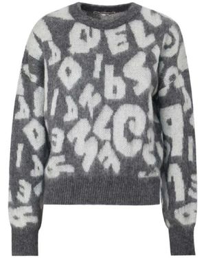 Kocca Grauer pullover mit buchstabenmuster und langen ärmeln