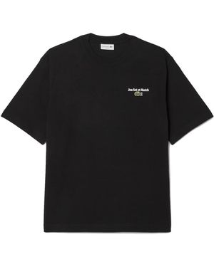Lacoste Loose Fitting Bedrucktes T-Shirt - Schwarz
