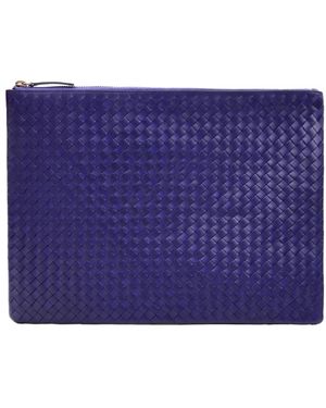Dragon Diffusion Handgewebte Leder-Pochette - Blau