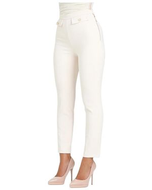 Elisabetta Franchi Elegante Latte Broek Essential Collectie - Wit