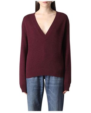 Bottega Veneta Luxuriöser Roter V-Ausschnitt Strickpullover