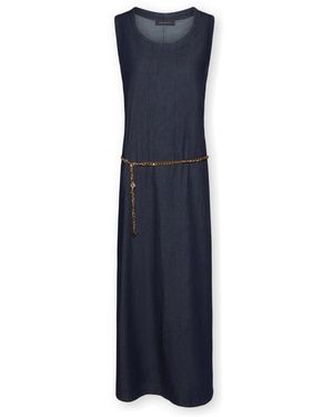 Elena Miro Kleedjes ,Blauw ,Katoen Mouwloze Chambray Jurk