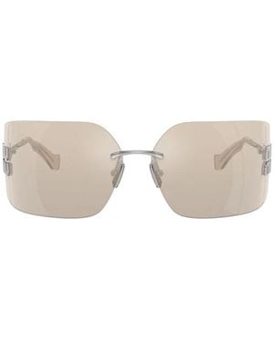 Miu Miu Rahmenlose quadratische sonnenbrille mit goldenem spiegel - Grau