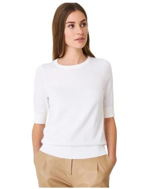 Repeat Cashmere Feinstrick-Baumwollmischung Kurzarmpullover - Weiß