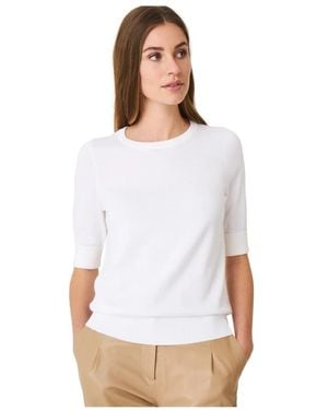Repeat Cashmere Feinstrick-Baumwollmischung Kurzarmpullover - Weiß