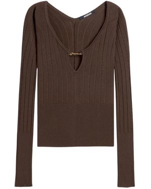 Jacquemus Bruine Geribbelde Gebreide Top