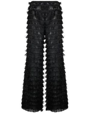 Alberta Ferretti Broeken ,Zwart ,Polyester Losse Broek Met Franjes