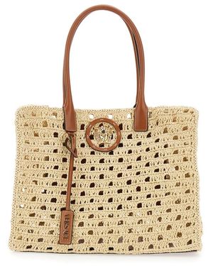 Versace La Medusa Large Raffia Tote - Mettallic