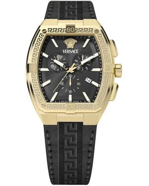 Versace Accessoires ,Geel ,Leer Vesp 00324 Tonneau Chronograaf - Metallic