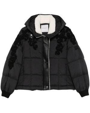Ermanno Scervino Jassen ,Zwart ,Floral-Appliqué Puffer Jas