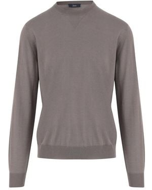 Herno Truien & Vesten ,Wol Ribgebreide Trui Met Ronde Hals - Grijs