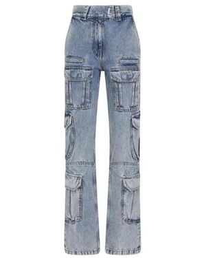 Givenchy Cargo Jeans Met Lichte Wassing - Blauw