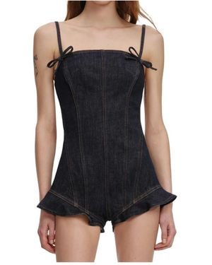 Self-Portrait Playsuits - Black