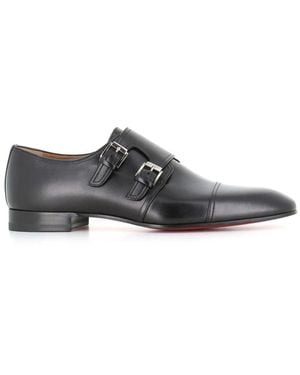 Christian Louboutin Schwarze Flache Schuhe Mit Doppelter Schnalle