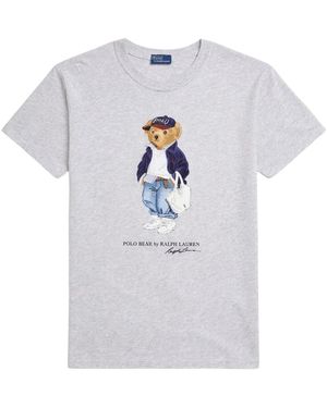 Polo Ralph Lauren Tops ,Grijs ,Katoen Classics Logo Tee - Wit
