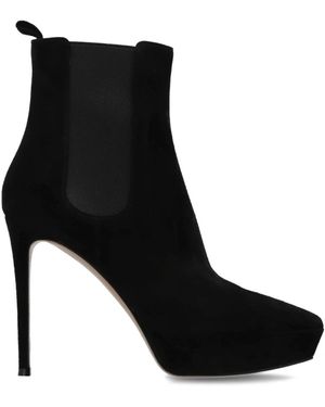 Gianvito Rossi Schoenen ,Zwart ,Leer Suede Platform Enkellaarsjes