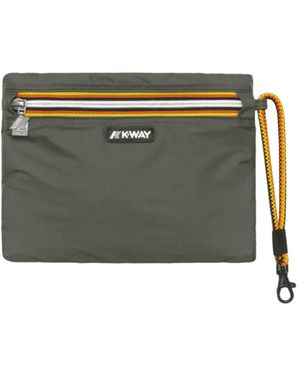 K-Way Tassen ,Groen ,Nylon Essentiële Clutch Met Iconische Rits