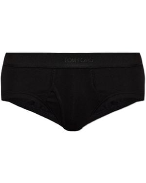 Tom Ford Baumwoll-Slips Mit Logo - Schwarz