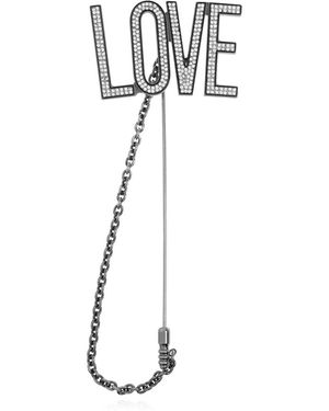 Moschino Brosche Mit Der Inschrift 'Love' - Mettallic