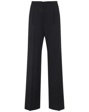 Alberta Ferretti Wijde Plooien Pantalon - Zwart