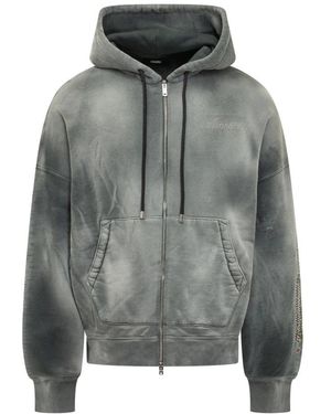 Amiri Bones Studded Oversized Zip Hoodie - Grijs