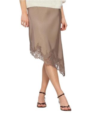 Notre-v Rokken ,Bruin ,Leer Hv-Heidie Midi Rok - Naturel