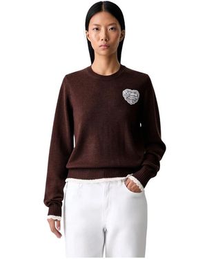 Ganni Round-Neck Knitwear - Marron