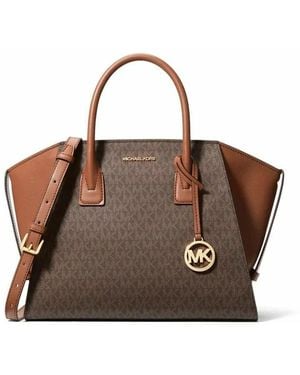 Michael Kors Avril Große Signature Logo Satchel - Braun