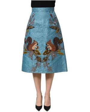 Dolce & Gabbana Blue Jacquard Embroidered A
