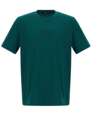 Herno Besticktes Baumwoll-T-Shirt - Grün